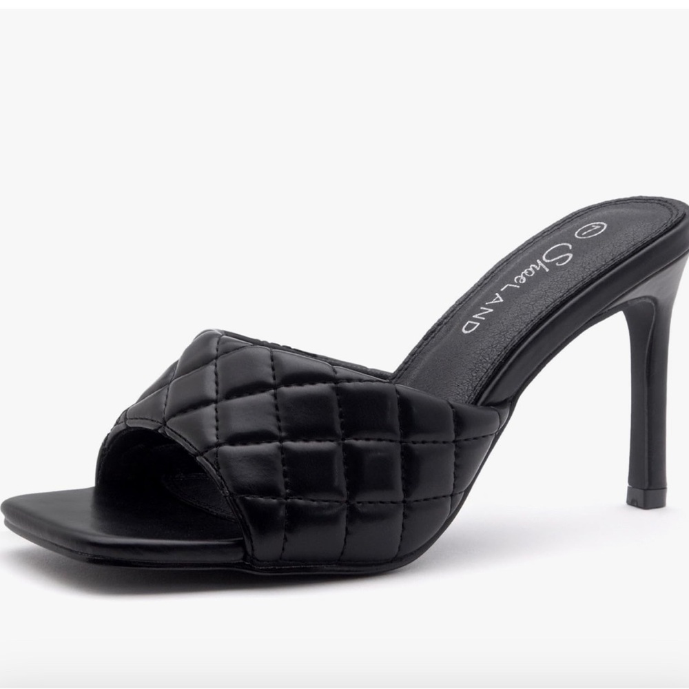 Black cushion cut style slip on heels. Size 7